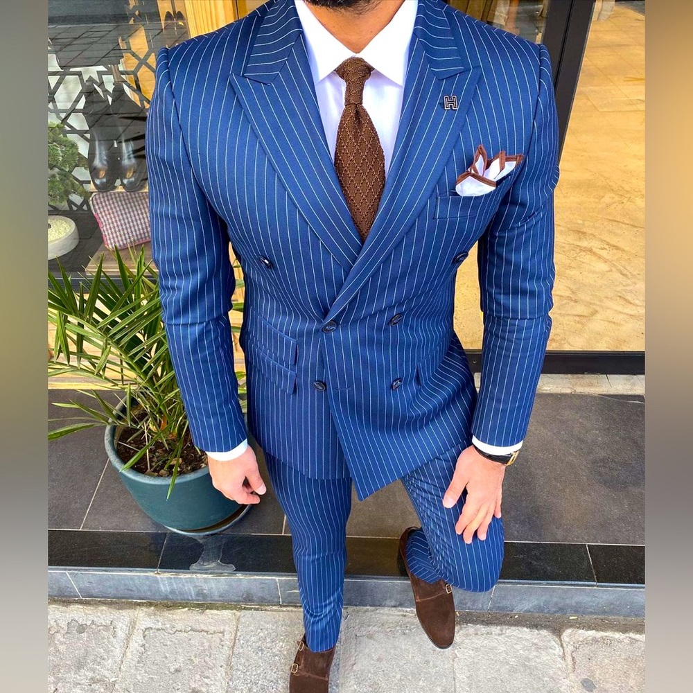 Navy Blue Pinstripe Suit